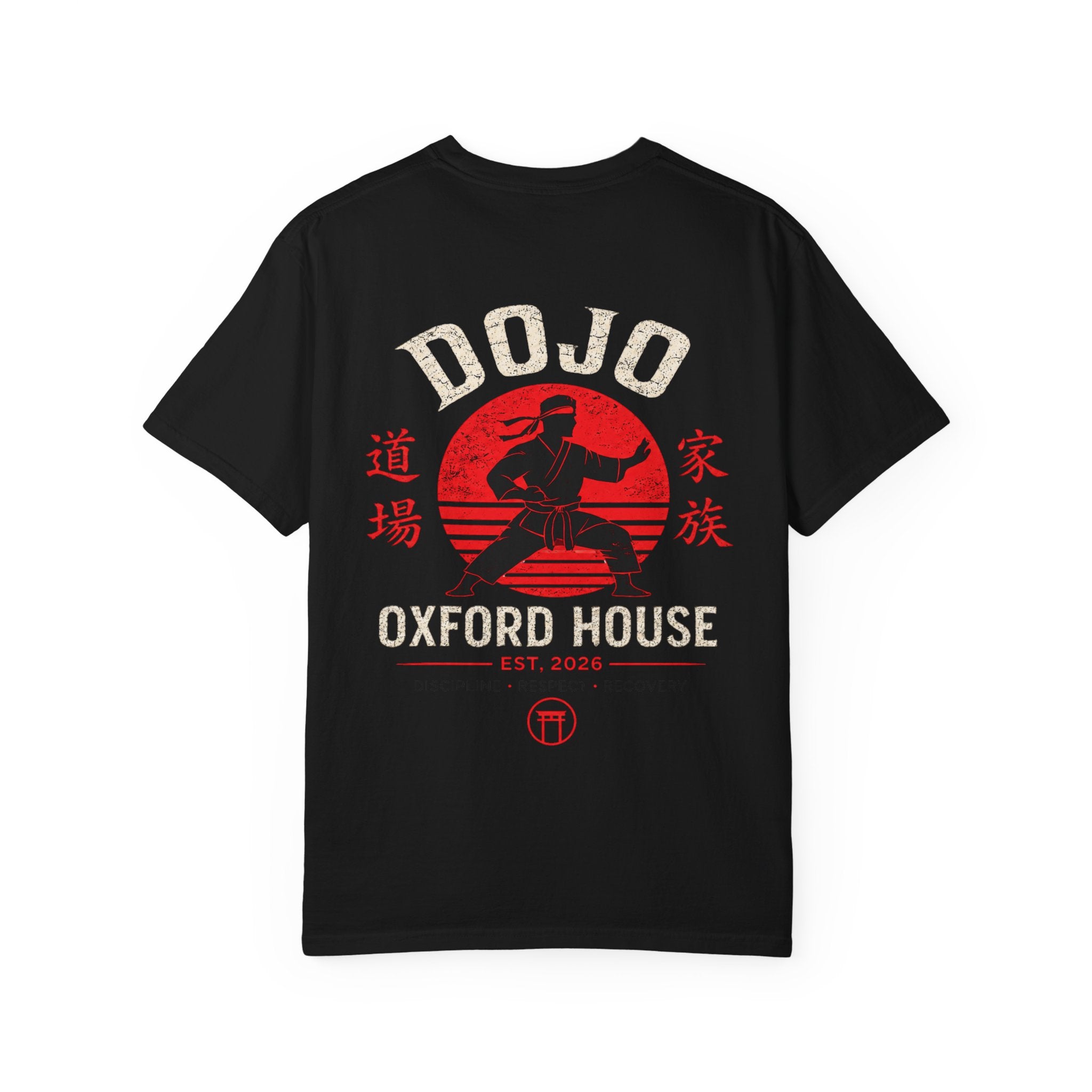 Dojo Oxford House Acid‑Wash Tee — Martial Arts Vintage Graphic T-Shirt